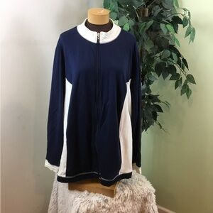 LIZ & Me Sport 3X (26/28W) navy blue and white zip up jacket
